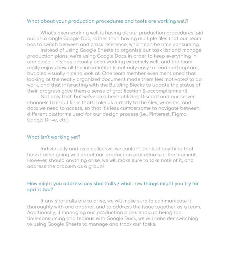 Sprint 1 Retrospective