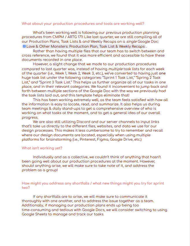 Sprint 1 Retrospective